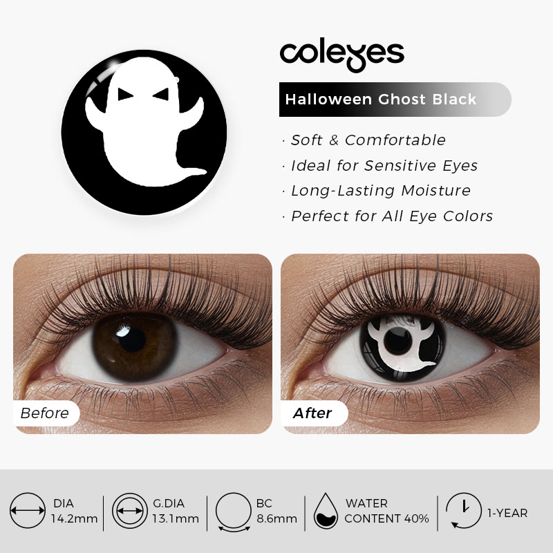 Coleyes Halloween Ghost Black Yearly Prescription Cosplay Colored Contacts - image 4