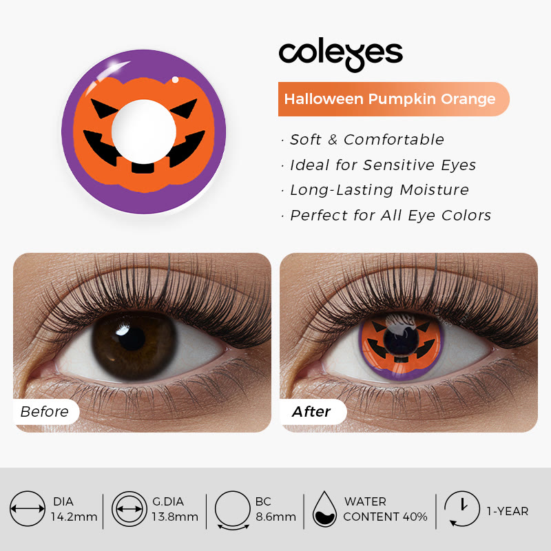 Coleyes Halloween Pumpkin Orange Yearly Prescription Cosplay Colored Contacts - image 4
