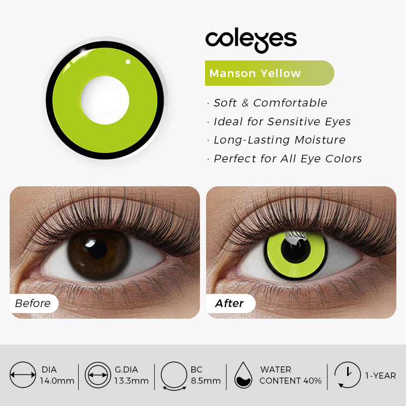 Coleyes Manson Yellow Yearly Cosplay Colored Contacts - image 3