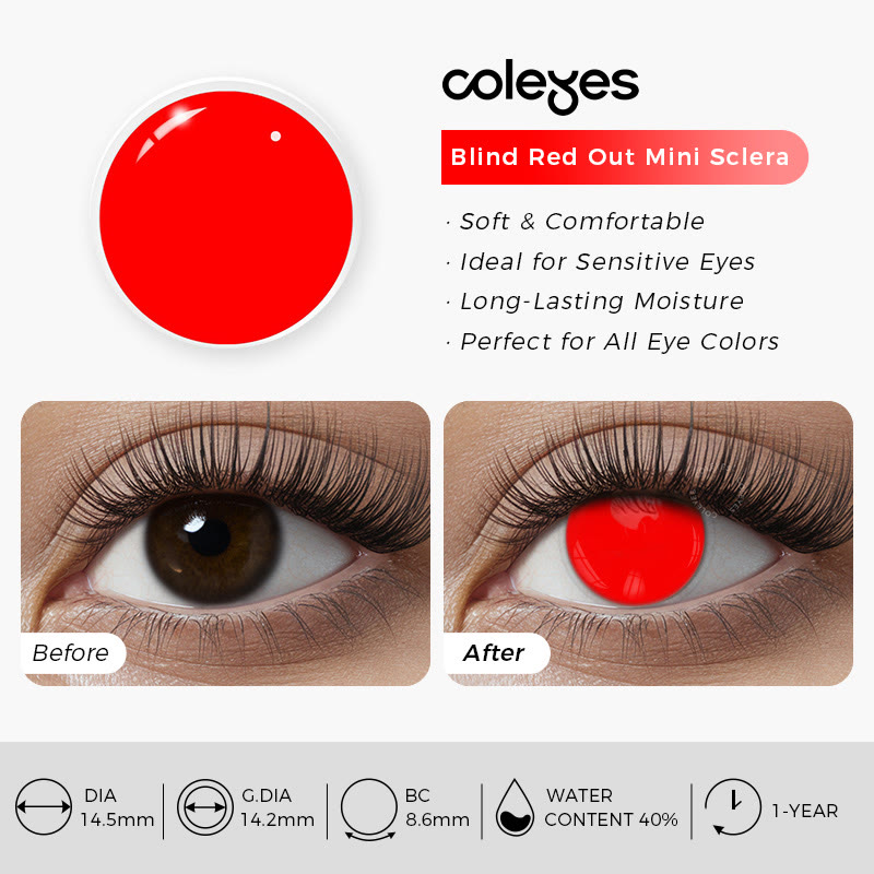 Coleyes Blind Red Out Mini Sclera Yearly Cosplay Colored Contacts - image 6