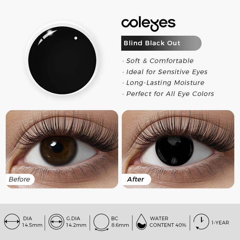Coleyes Blind Black Out Yearly Prescription Cosplay Colored Contacts - image 7
