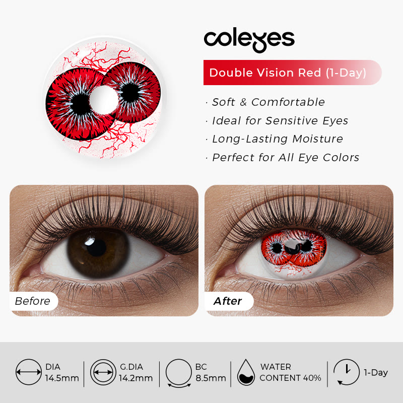 Coleyes Double Vision Red 1-Day/1-Year Cosplay Colored Contacts  - image 10