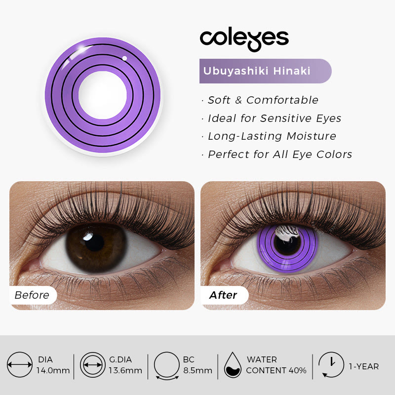 Coleyes Ubuyashiki Hinaki Yearly Cosplay Prescription Colored Contacts - image 6
