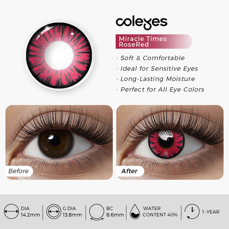 Coleyes Miracle Times RoseRed Yearly Prescription Colored Contacts - image 3