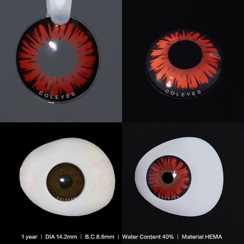 Coleyes Miracle Times Red Yearly Cosplay Prescription Colored Contacts - image 3