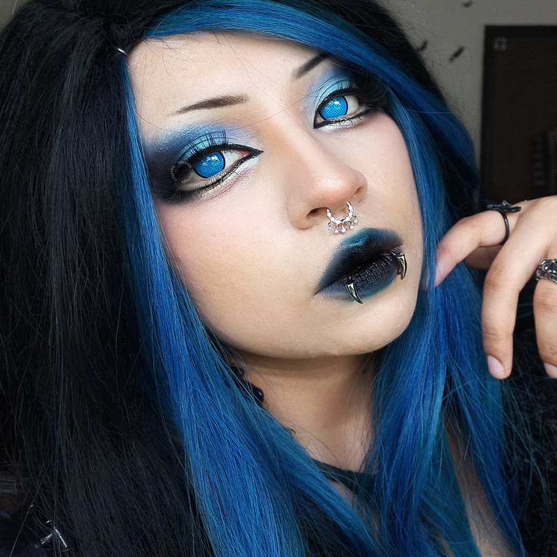 Coleyes Blind Manson Mesh Blue Yearly Cosplay Colored Contacts - image 4