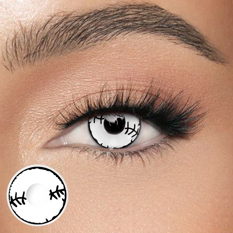 Coleyes Stitched Mummy White Yearly Prescription Cosplay Colored Contacts - image 1