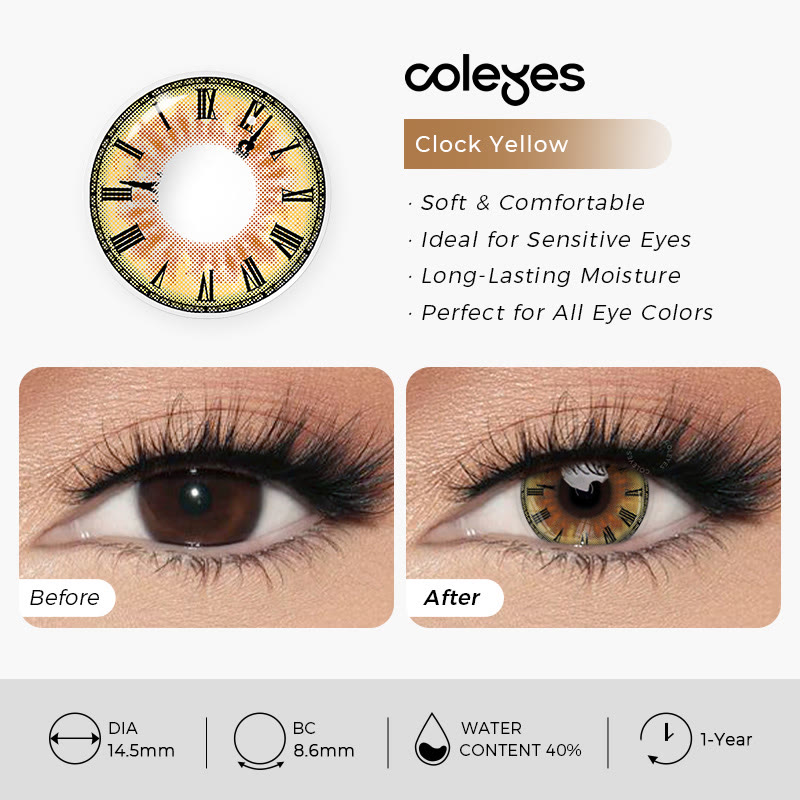 Coleyes Clock Yellow Yearly Cosplay Colored Contacts - image 3
