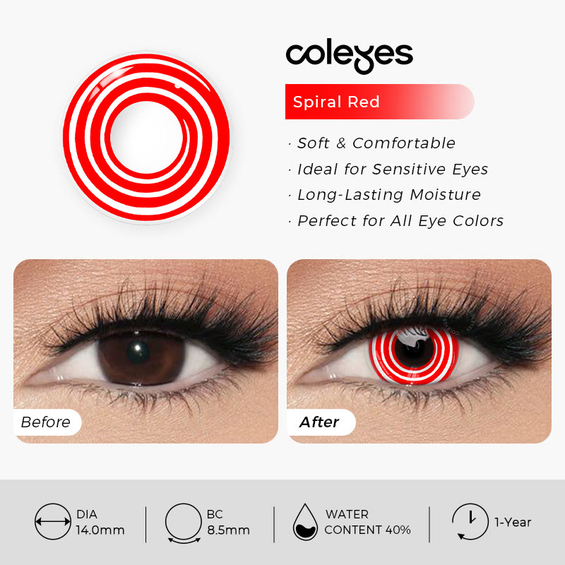 Coleyes Spiral Red Yearly Cosplay Colored Contacts - image 3