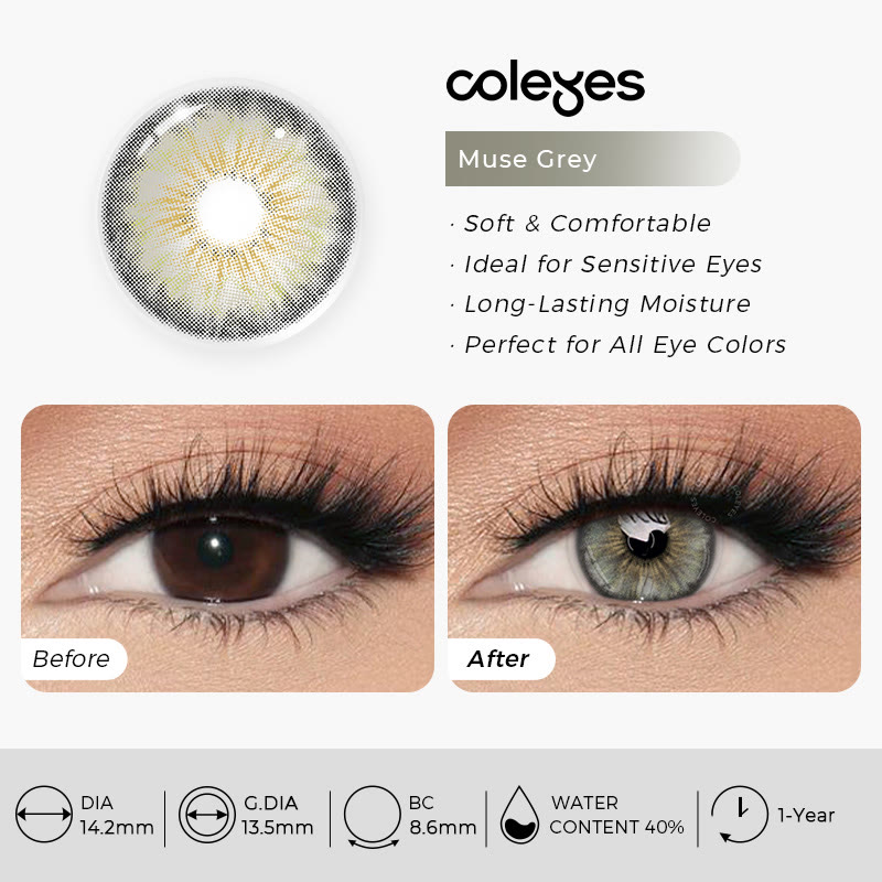 Coleyes Muse Grey Yearly Prescription Colored Contacts - image 10