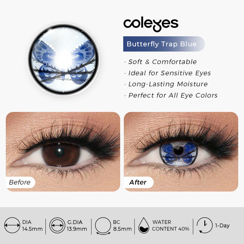 Coleyes Butterfly Trap Blue 1-Day Cosplay Colored Contacts - image 5
