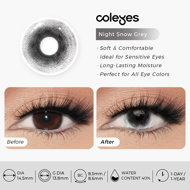 Coleyes Night Snow Grey 1-Day / 1-Year Cosplay Colored Contacts - image 7