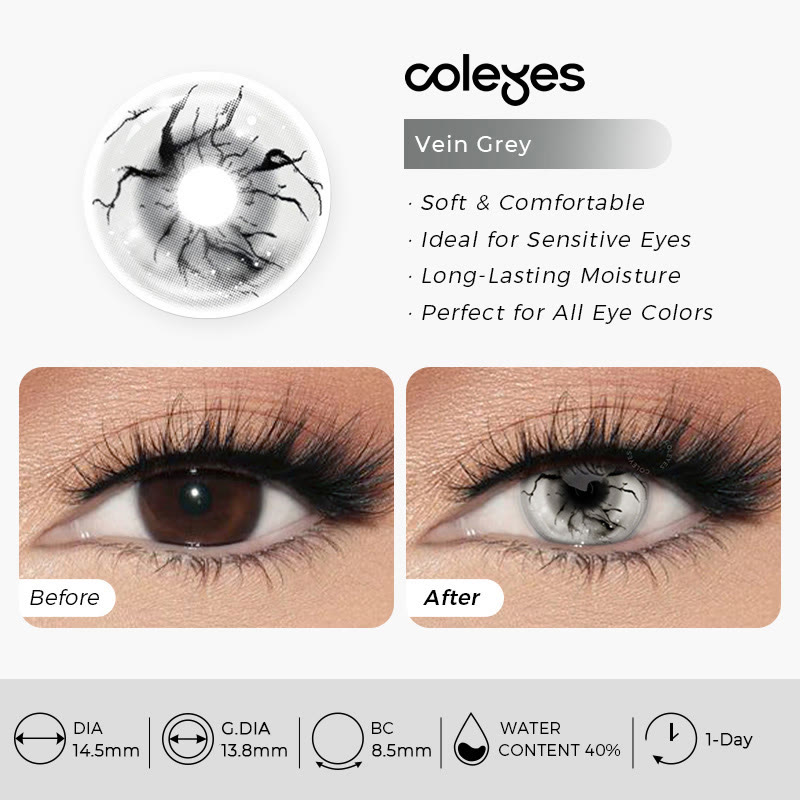 Coleyes Vein Grey 1-Day Cosplay Colored Contacts - image 3