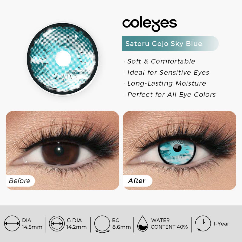 Coleyes Satoru Gojo Sky Blue Yearly Cosplay Colored Contacts - image 3