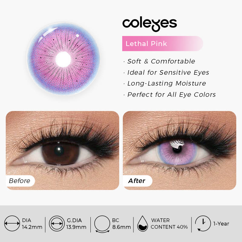 Coleyes Lethal Pink Yearly Prescription Cosplay Colored Contacts - image 11