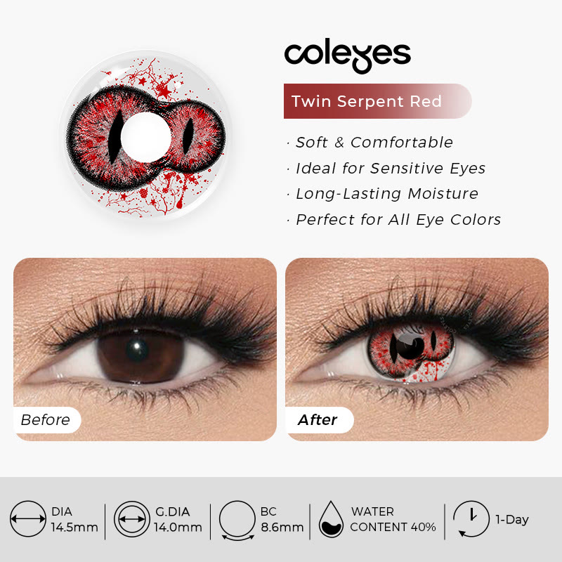 Coleyes Twin Serpent Red 1-Day Cosplay Colored Contacts - image 3