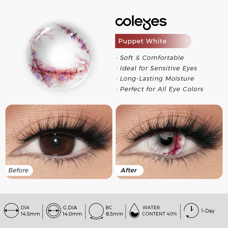 Coleyes Puppet White 1-Day Cosplay Colored Contacts - image 5