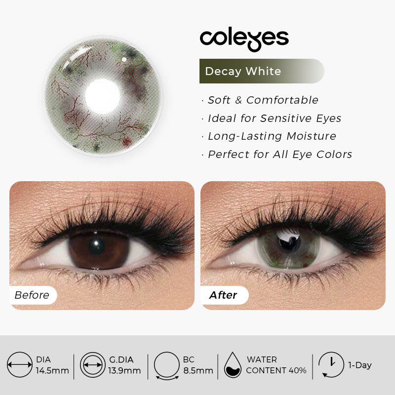 Coleyes Decay White 1-Day Cosplay Colored Contacts - image 3