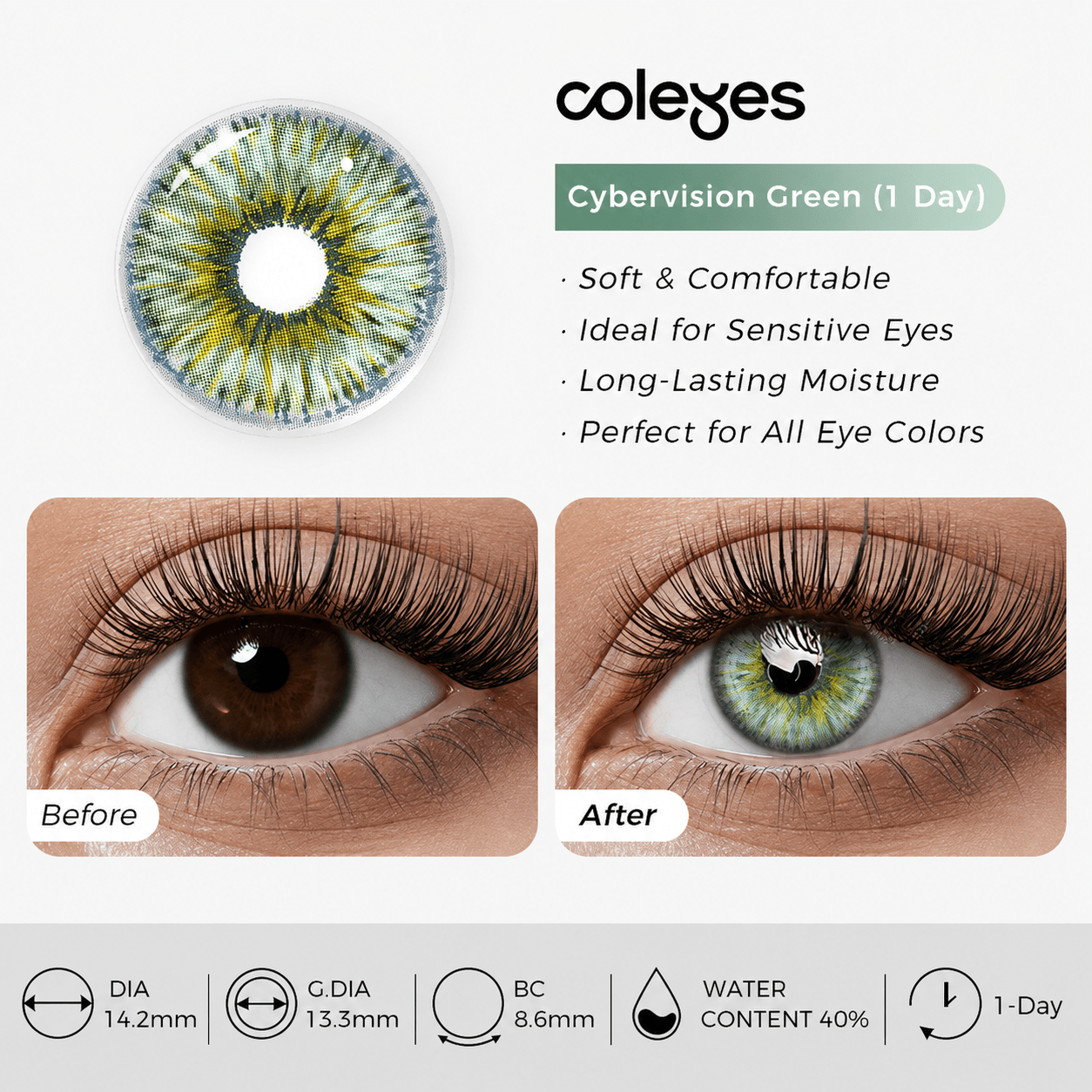 Coleyes Cybervision Green 1 Day Prescription Colored Contacts - image 10