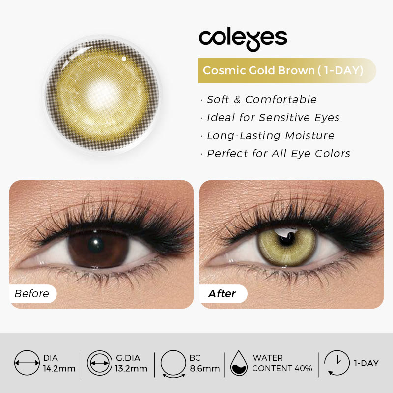 Coleyes Cosmic Gold Brown Prescription Cosplay Colored Contacts | 1 Day-10pcs - image 10
