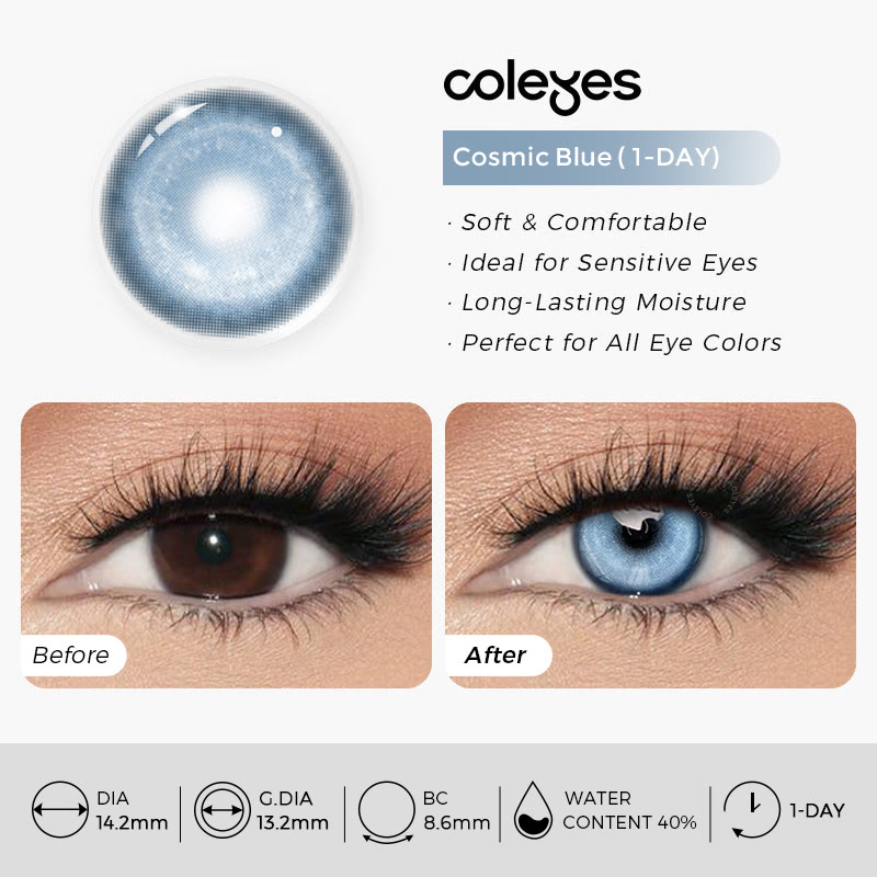 Coleyes Cosmic Blue Prescription Cosplay Colored Contacts | 1 Day-10pcs - image 11