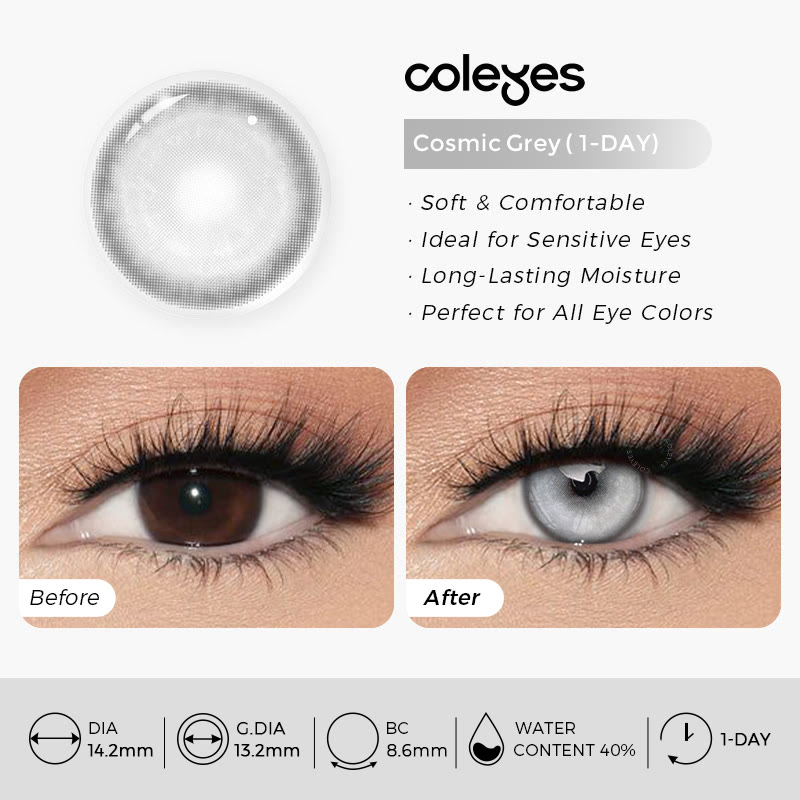 Coleyes Cosmic Grey Prescription Cosplay Colored Contacts | 1 Day-10pcs - image 13