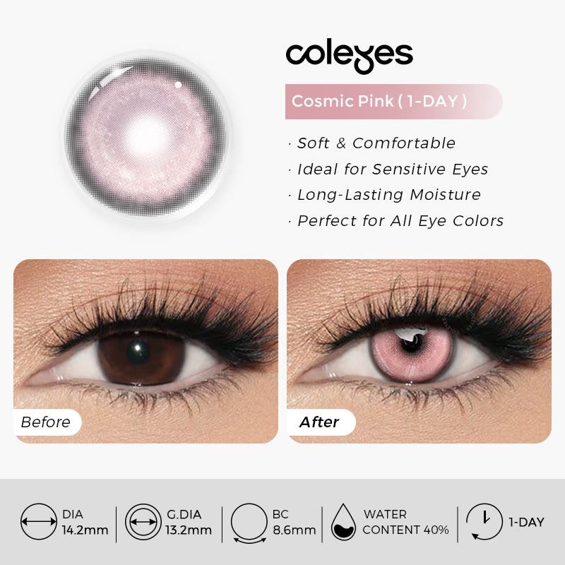 Coleyes Cosmic Pink Prescription Cosplay Colored Contacts | 1 Day-10pcs - image 10