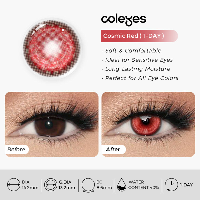 Coleyes Cosmic Red Prescription Cosplay Colored Contacts | 1 Day-10pcs - image 11
