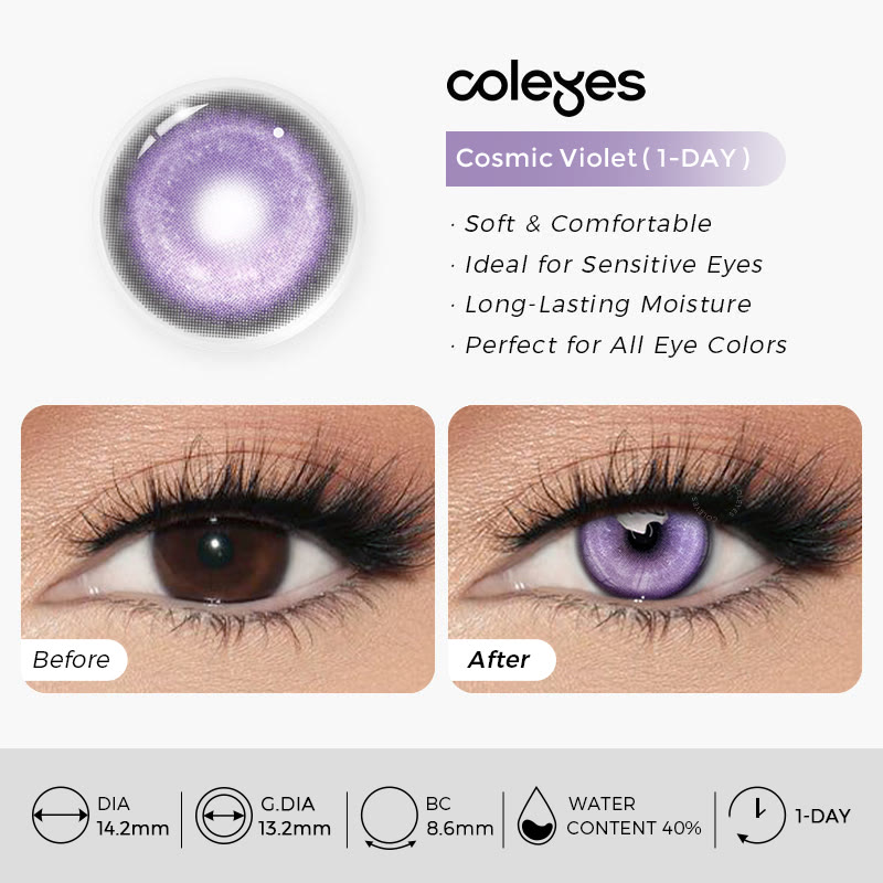 Coleyes Cosmic Violet Prescription Cosplay Colored Contacts | 1 Day-10pcs - image 12