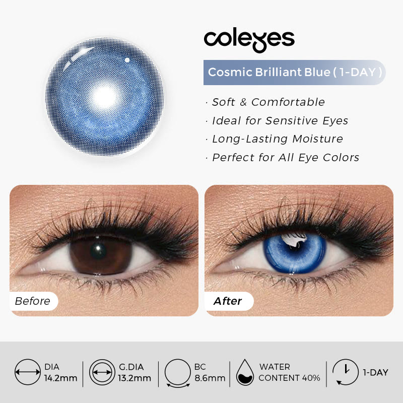 Coleyes Cosmic Brilliant Blue Prescription Cosplay Colored Contacts | 1 Day-10pcs - image 12