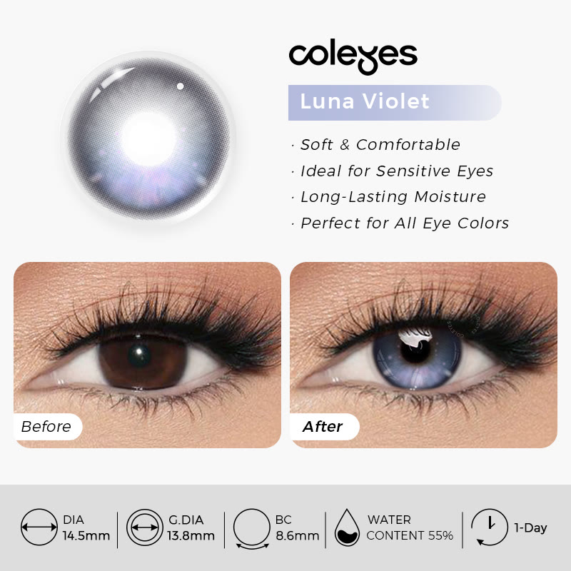 Coleyes Luna Violet Colored Contacts | 1 Day-10pcs - image 11