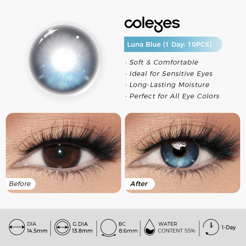 Coleyes Luna Blue Axis Lock Colored Contacts | 1 Day-10pcs - image 12