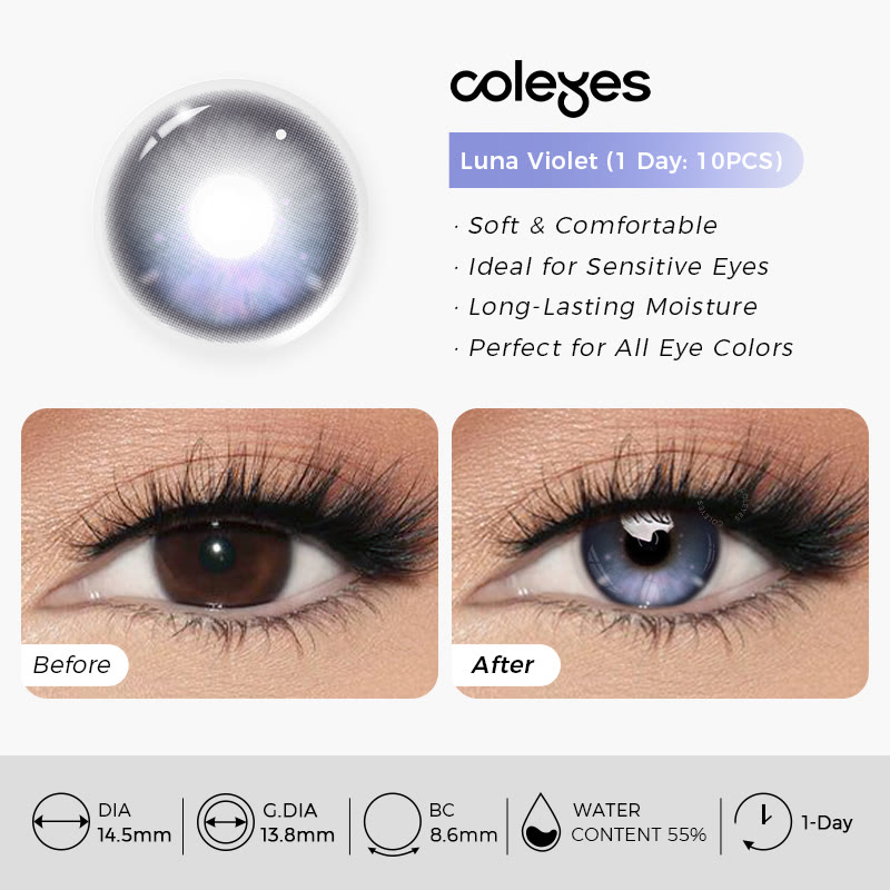 Coleyes Luna Violet Axis Lock Colored Contacts | 1 Day-10pcs - image 12