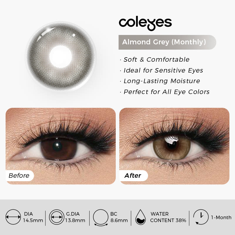 Coleyes Almond Grey Monthly Prescription Colored Contacts - image 7