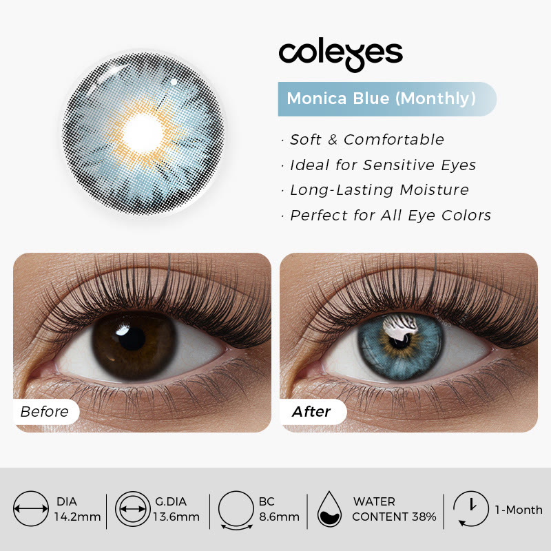 Coleyes Monica Blue Small Pupil Monthly Prescription Colored Contacts - image 11