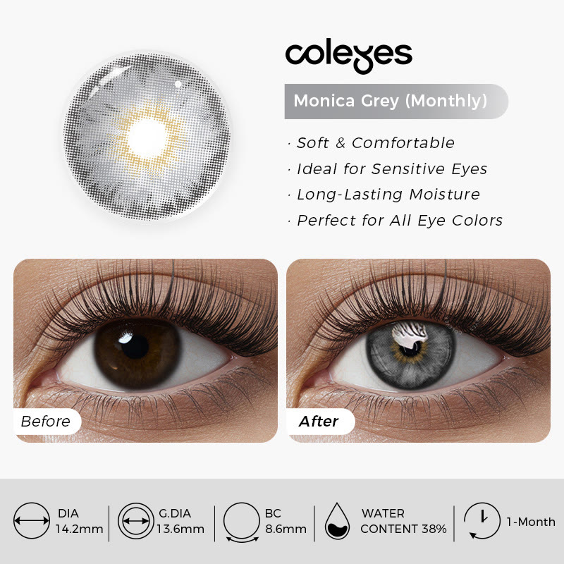 Coleyes Monica Grey Small Pupil Monthly Prescription Colored Contacts - image 11