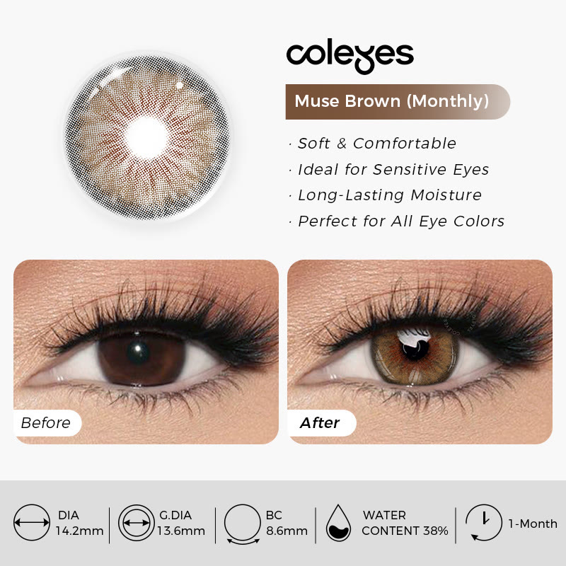 Coleyes Muse Brown Small Pupil Monthly Prescription Colored Contacts - image 11