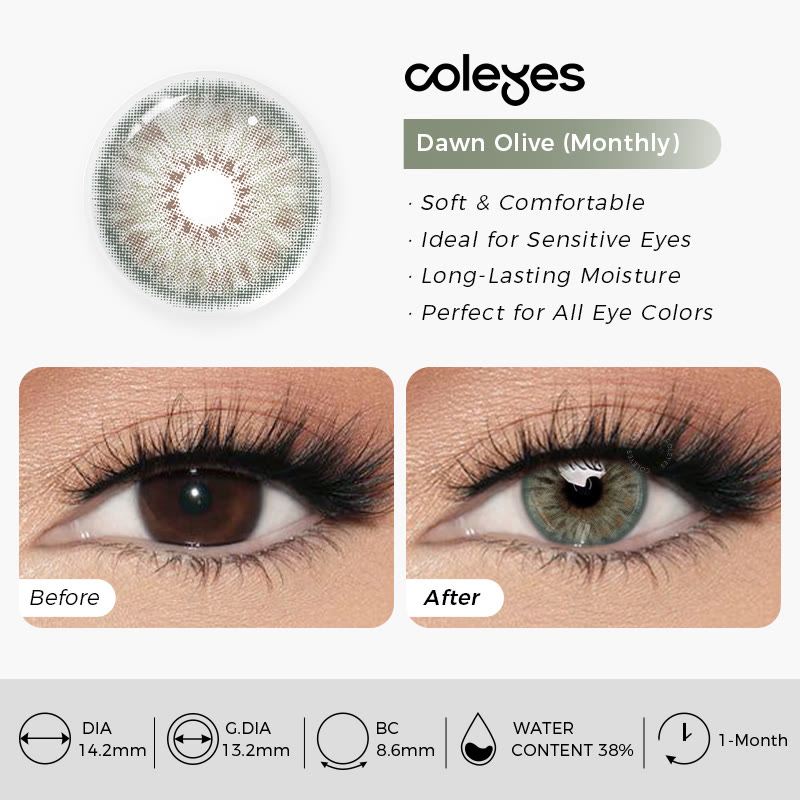 Coleyes Dawn Olive Small Pupil Monthly Prescription Colored Contacts - image 8