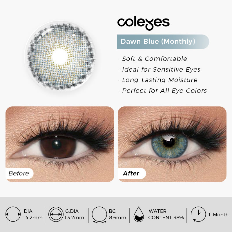 Coleyes Dawn Blue Small Pupil Monthly Prescription Colored Contacts - image 10
