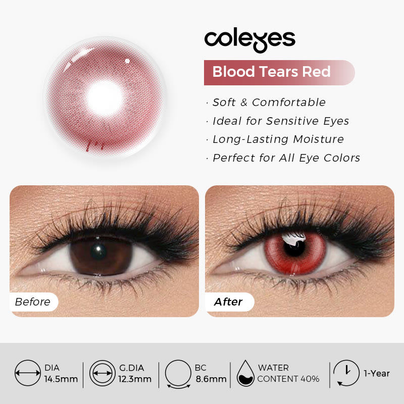 Coleyes Blood Tears Red Yearly Colored Contacts - image 8