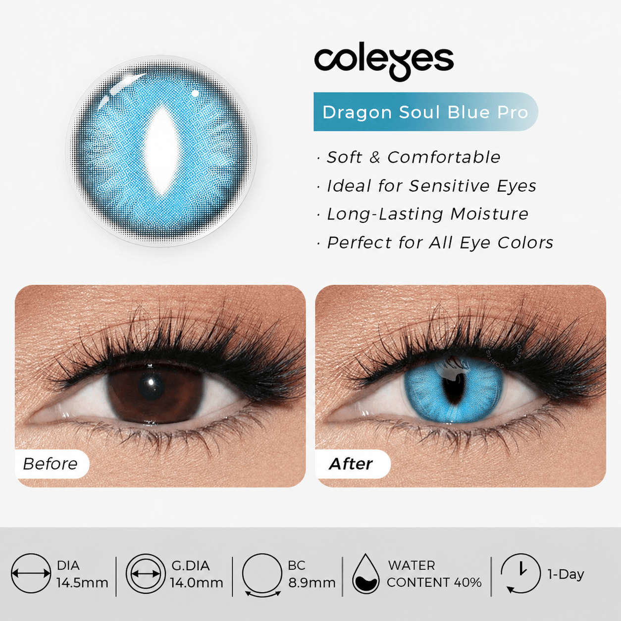 Coleyes Dragon Soul Blue Pro Axis Lock 1-Day Cosplay Colored Contacts - image 10