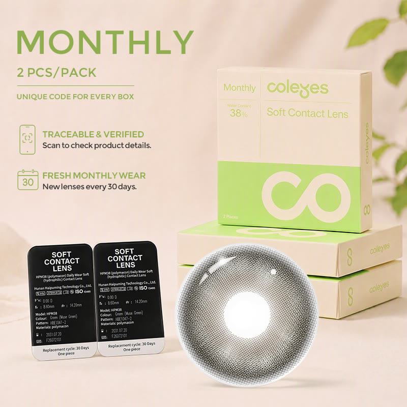 Coleyes Almond Grey Monthly Prescription Colored Contacts - image 2