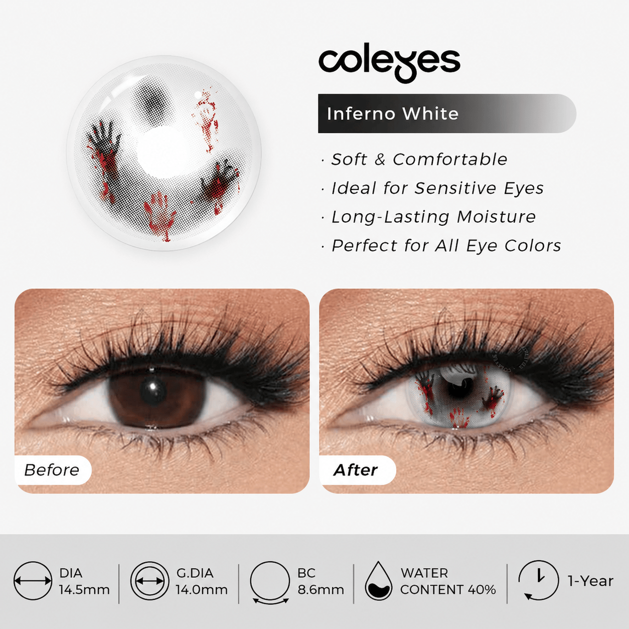 Coleyes Inferno White Yearly Cosplay Colored Contacts - image 6