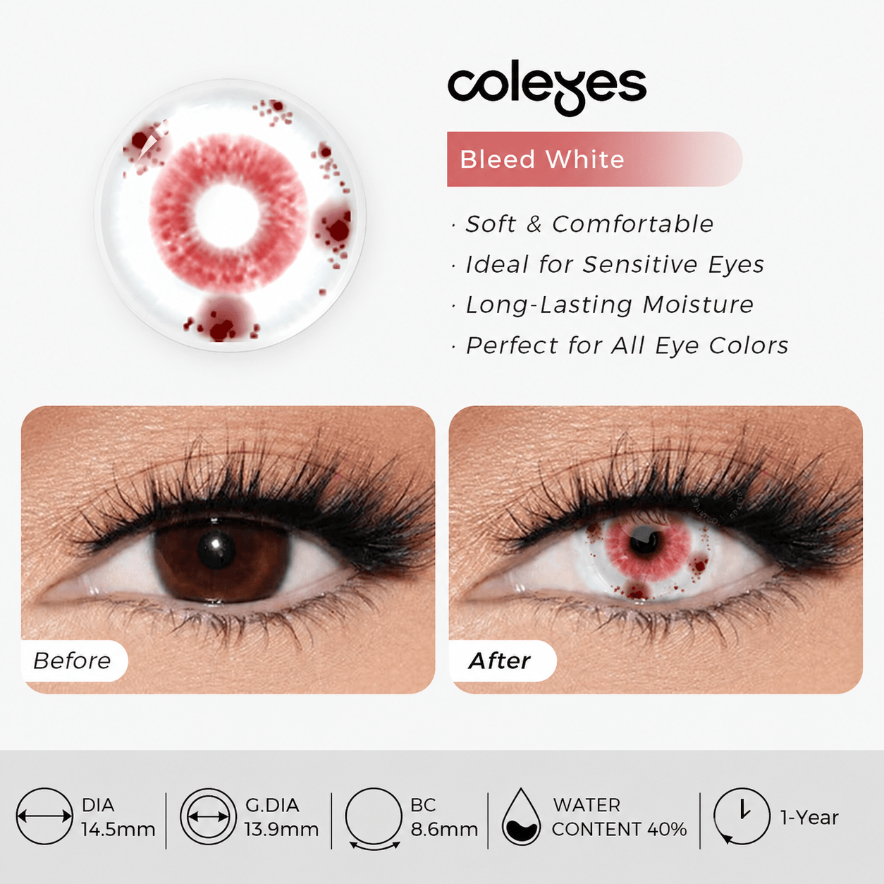 Coleyes Bleed White Yearly Cosplay Colored Contacts - image 7