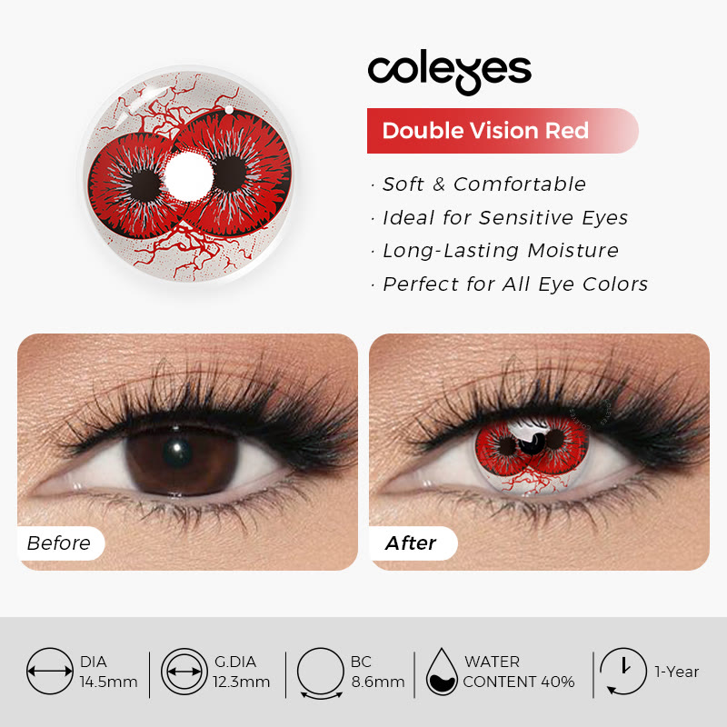 Coleyes Double Vision Red Yearly Cosplay Colored Contacts  - image 12