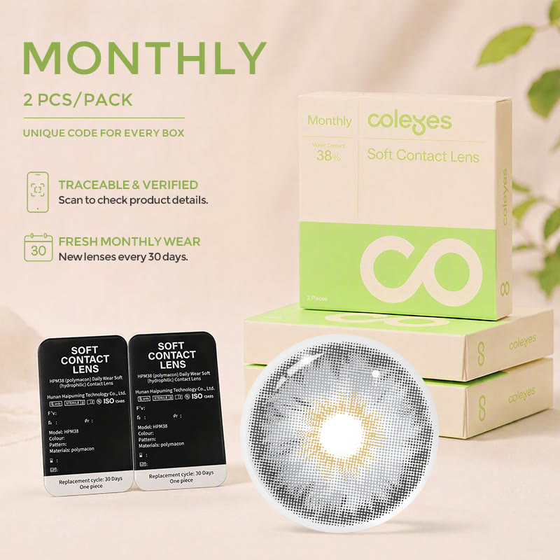 Coleyes Monica Grey Small Pupil Monthly Prescription Colored Contacts - image 2