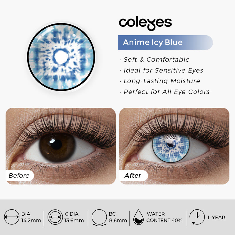 Coleyes Anime Icy Blue Yearly Cosplay Colored Contacts - image 3