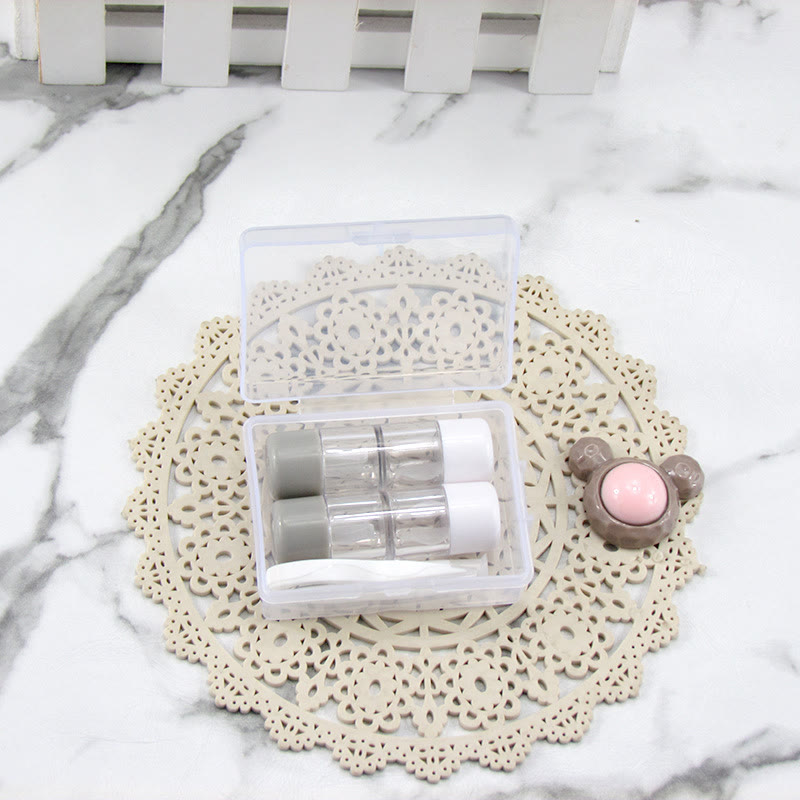 Contact Lens Case Kit - Gray Cylindrical Case with Accessories - Contact Lens Case Kit - Holds 2 Pairs - CO-Gray-Case-Kit - image 1