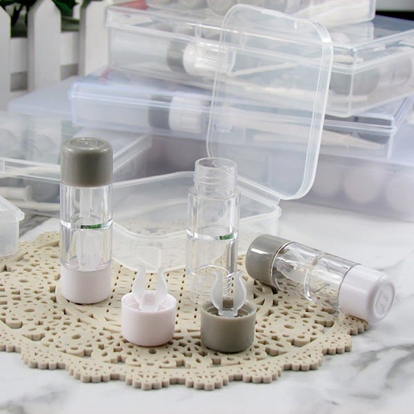 Contact Lens Case Kit - Gray Cylindrical Case with Accessories - image 8
