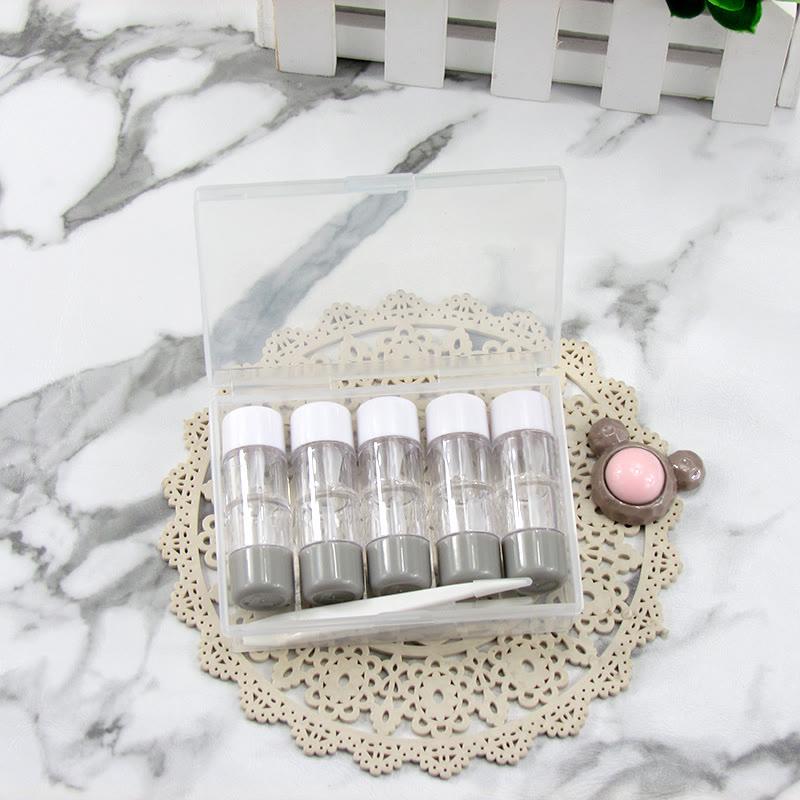 Contact Lens Case Kit - Gray Cylindrical Case with Accessories - Contact Lens Case Kit - Holds 5 Pairs - CO-Gray-Case-Kit - image 4